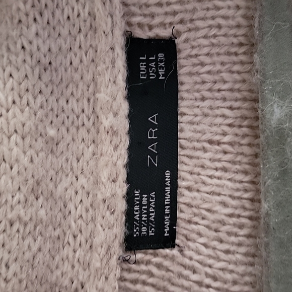 Zara Cardigan Sweater Large Alpaca blend Tan Cable knit details - Picture 7 of 7
